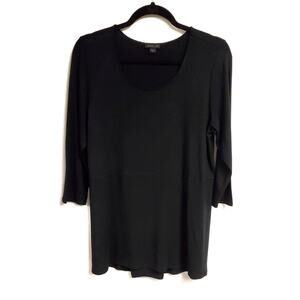 J Jill Rayon Tunic Blouse 3\4 Sleeve Lagenlook Black Women's Size Medium